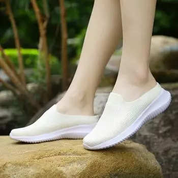 One pedal lazy half slippers women s summer lightweight fly-woven foot-fitting women s shoes pregnant women s walking shoes old Beijing clot 35