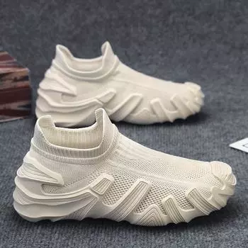 One-pedal lazy shoes men s fly-woven socks shoes students 2025 spring and summer men s shoes casual sports trendy shoes men s 39