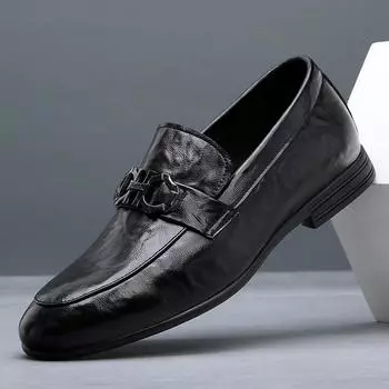 One-pedal leather men s shoes Doudou shoes men s versatile Korean version casual shoes ins trendy soft-soled small leather shoes lazy shoes 38