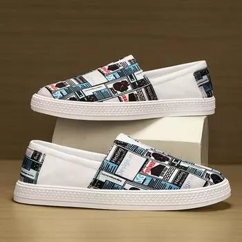 One-pedal men s shoes 2024 summer new lace-up-free lazy shoes sports and leisure flat-bottomed breathable and comfortable cloth shoes 39