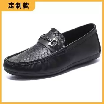 One-pedal men s shoes loafers lazy casual leather shoes fashionable men s driving flat bottom light foot Doudou shoes men 39