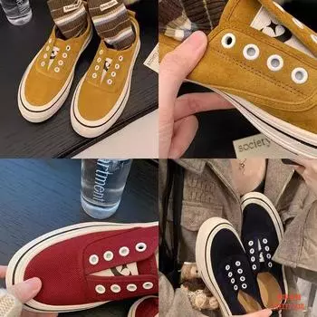 One-pedal round head versatile light casual board shoes versatile breathable fashion canvas shoes spring and summer 2025 new light luxury 35 красный