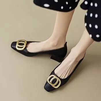 One pedal shallow ins small leather shoes women s British 2025 new spring and summer work nurse shoes flat casual shoes 35