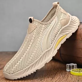 One pedal summer new breathable mesh comfortable and lightweight men s shoes outdoor travel hollow thin casual lazy shoes 38