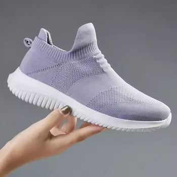 One-Pedal Women S Shoes Mother Shoes Summer Fly-Woven Breathable Single Shoes Lightweight Soft-Soled Elderly Shoes Mesh Sneakers 35 розовый