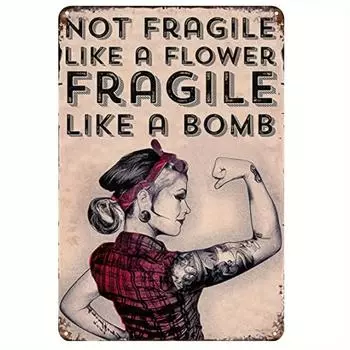 One Piece, (8 X12 /20cmX30cm) Tattoo Power Girl Fragile As A Bomb Metal Tin Sign Man Cave Bar чёрный