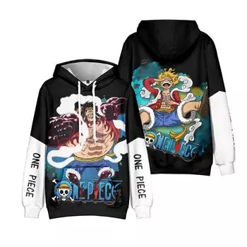 ONE PIECE Аниме Обезьяна D. Мужские толстовки с принтом Луффи, женские винтажные толстовки в стиле хип-хоп, уличная одежда большого размера, унисекс XS чёрный