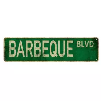 One piece BBQ Avenue metal tin sign (16x4 inches / 40cm*10cm) vintage sign decoration wall art wall decoration room decoration чёрный