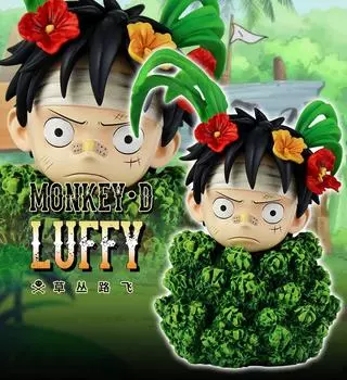 One Piece Большая Голова Q Версия Трава Детство Луффи Фигурки Модель Куклы Игрушки
