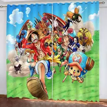 One Piece Christmas Gifts Comics Printed Home Decor Living Room Bedroom Curtains For Blackout Curtains Kitchen Accessories 100x140cm