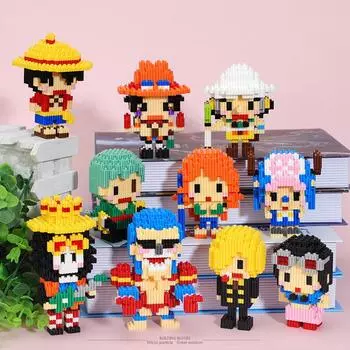 One Piece Connection Building Blocks Luffy Chopper Nami Sanji Zoro Usopp Ace Franky Brook Robi Diamond Brick Figure Toy Toy For Kids No Box