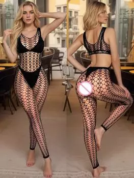 One-piece Full Body Underwear Fishing Net Bodystocking For Sex Transparent Temptation Sexiest Bodysuit Erotic Women Costumes XXS