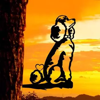 Цельный пушистый силуэт собаки из стали настенное искусство подарок на день рождения новоселье для любителей домашних животных декор пушистый силуэт собаки из стали настенное искусство чёрный