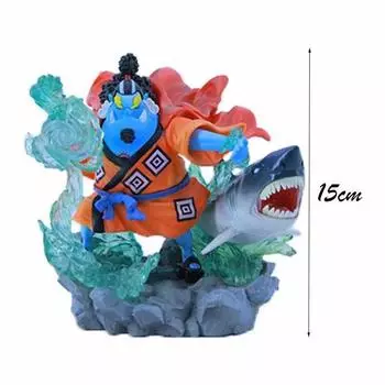 One Piece GK Shichibukai Battle Damage Version Jinbe Figure Statue Decoration 15cm-No Box синий