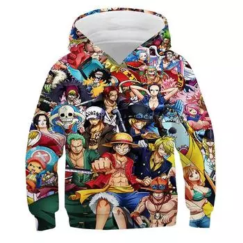 One Piece Hoodie Kids Hooded Sweatshirt Anime Luffy Hoodie Kids Clothes Boys Girls Long Sleeve Autumn warm Pullover Casual Tops S