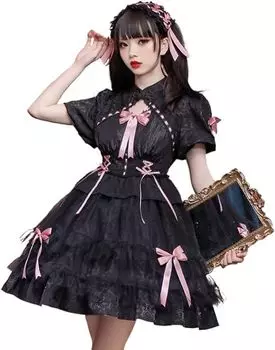 One Piece Лолита Готический Лолита Костюм Лолита Косплей Аниме Большой Размер Мори Девушка Милая Лолита Готическое Платье Кроссдрессинг Одежда Горничная Рождество