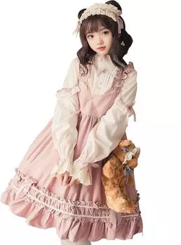 One Piece Lolita Long Sleeve Gothic Lolita Cosplay Anime Mori Girl Lolita Платье большого размера для кроссдрессинга Одежда для косплея Lolita Gothic One Piece