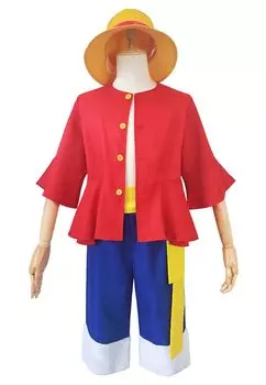 One Piece Луффи Соломенная Шляпа Косплей Костюм Маскировка Костюм Косплей Костюм [веселые костюмы] (Взрослый L, + Шапка)