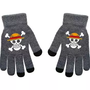 One Piece, Luffy, Chopper, Zolona Mero, Anime Online Game Периферийные перчатки, серые с полным пальцем, защита от холода и тепла на осень и зиму Black Five Fingers