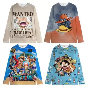 One Piece Luffy свитер Chopper Boys Girls Милая толстовка Zoro Sanji Kids Family Новогодние толстовки с круглым вырезом 100 белый