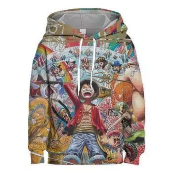 ONE PIECE Luffy Zoro Nami Robin Hoodies 3D Print Fashion Casual Mens and Womens свитер 100