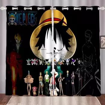One Piece Monkey D Luffy Curtain Cartoon New World Animated Fashion Suitable for Bedroom Kids Adult Room Decoration Gifts 100x140cm&Grommet Top