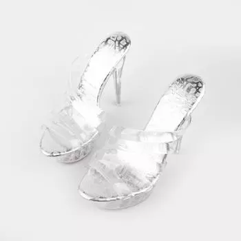 One piece of the new transparent women s heel sandals, fish mouth stiletto women s shoes in summer is available. 35