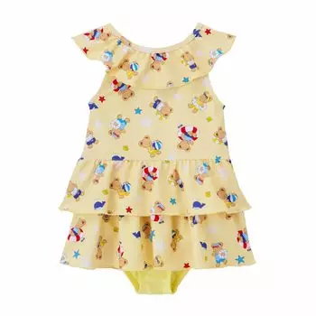 One Piece Pool Baby UV Made in For Yellow [MIKI HOUSE] Купальник, Купальник, Купальники, Плавание, Плавание, Отдых, Защита, Япония, Оборки, Девочки, жёлтый