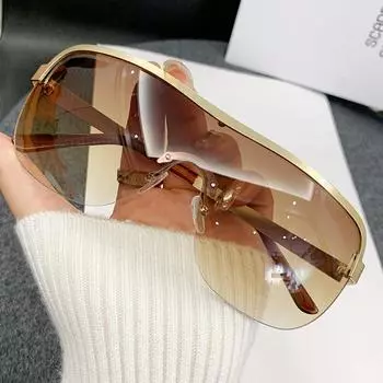 One-Piece Sunglasses Y2K Sunglasses Half-Frame Street Sunglasses Personality pictured