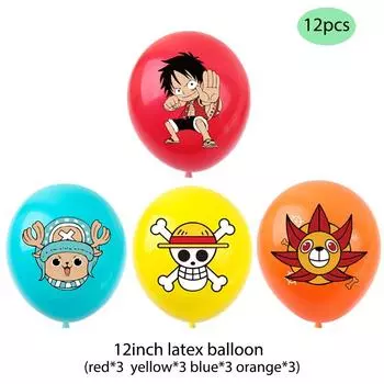 One Piece Theme Kids Birthday Party Supplies Home Decoration Banner Kit Balloons 12pcsBalloons