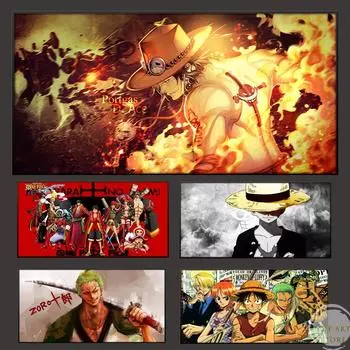 One Piece Япония Аниме Горячее Аниме Холст Картина Гостиная Диван Фон Украшения Стены Луффи Эйс Зоро Спальня Фреска Плакат Без Рамки 20*40cm No Frame