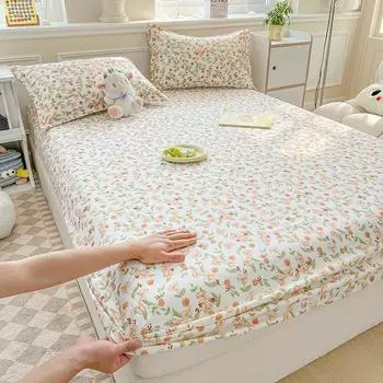 One Printed Single-Piece Bed Hat (Without Pillowcase) Mattress Cover Full Cover Dust-Proof Anti-Slip Bed Cover For All Seasons 90x200cm