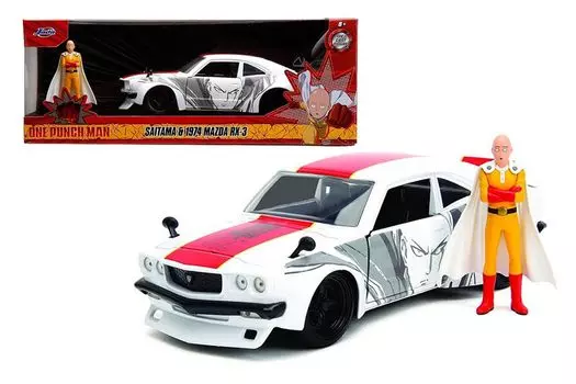 One Punch Man Goods 7 см фигурка Сайтама масштаб 1974 Mazda литой автомобиль JadaToys и 1/24 RX-3 [Товар]