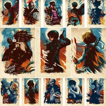 One Punch Man JoJo s Bizarre Adventure Art Painting Картинки для бара Кафе Домашний декор Белая бумага Украшение комнаты Аниме Плакаты 30x21cm