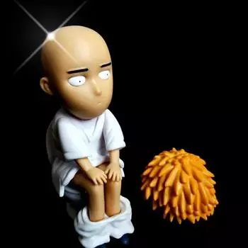 One Punch Man Q версия Сайтама учитель сидит на унитазе шасси автомобиля украшение для рабочего стола кукла ручной работы подарок для детей чёрный