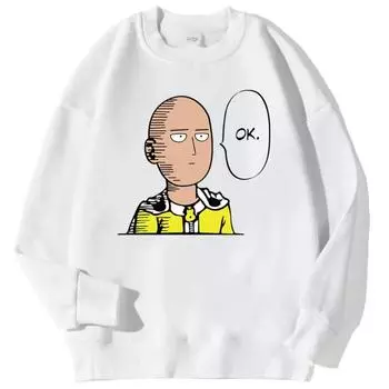 One Punch Man Say Printed Men Pullover Casual Comfortable Warm Hooded Street Fashion Sweatshirts Autumn Fleece Streetwear Pullovers Long Sleeves men s S чёрный