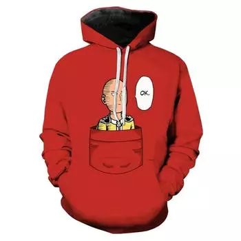 One Punch Мужские толстовки с капюшоном 3D-принт Толстовка Мужская/Женская Повседневная модная толстовка Детская толстовка с капюшоном Оверсайз Унисекс Одежда S