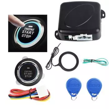 One Start Stop Button 12V Entry Ignition Starter Switch Engine Push Button Keyless Entry Starter Antitheft System Car Alarm чёрный