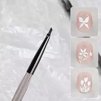 One Triangular Brush Head Nail Pen, Butterfly and Flower Design, Press-type Petal and Leaf Decoration Tool, Unscented, 1pc Set