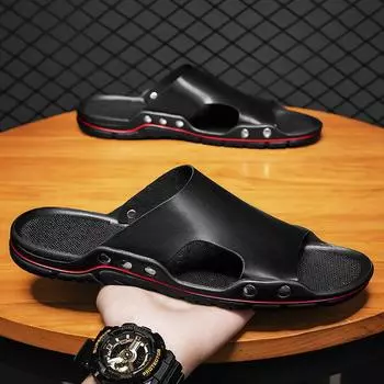 One-word drag men s high-grade deluxe version one-pedal outer wear ruffian handsome 2025 summer high-grade slippers slippers 39