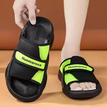 One Word Drag мужские летние сандалии 2024 года, новые модные универсальные трендовые повседневные сандалии с мягкой подошвой и противоскользящим покрытием 38 зелёный