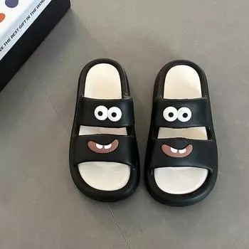 One-word funny sausage mouth home slippers female cute cartoon summer new non-slip outer wear beach sandals 36-37