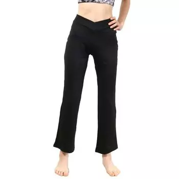 one Yoga Inseam 68cm pane(t) Women s Pants, Moisture-Wicking, Quick-Drying, Cross-Waist Stretch, Black,