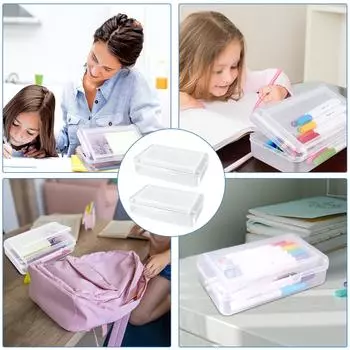 Oneant 2 Pack большой емкости прозрачный пенал пластиковый держатель пенала с защелкивающейся крышкой, штабелируемый двухслойный пенал