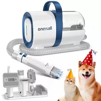 Oneisall Dog Clipper Pet Clipper Set Vacuum Electric in 1 Pet Hair Vacuum Cleaner Powerful 12000Pa Grooming Vacuum Cleaner Dog Vacuum Cleaner Pet