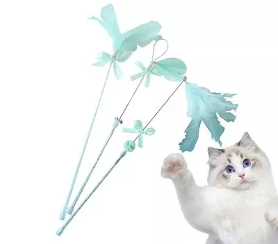 ONEKOSAMA игрушка-мяч для кошек из перьев, набор из 3 предметов, перьевой колокольчик, прочная веревка для кошек, кошки, часть [3 комплекта/зеленый]