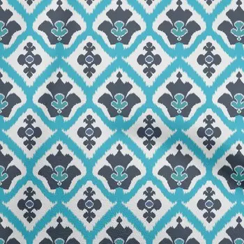 oneOone Cotton Cambric Light Blue Fabric Asian Ikat Dress Material Fabric Print Fabric By The Yard 42 Inch 42 Inch Wide - Viscose Chiffon светло-синий