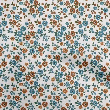 oneOone Cotton Cambric Medium Blue Fabric Floral Quilting Supplies Print Sewing Fabric By The Yard 42 Inch 42 Inch Wide - Viscose Chiffon средний синий