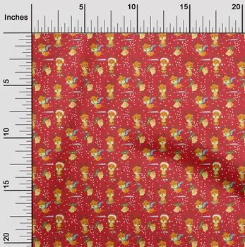 oneOone Cotton Cambric Red Fabric Merry Christmas Sewing Fabric By The Yard Printed Diy Clothing Sewing Supplies 42 Inch 42 Inch Wide - Viscose Chiffon красный