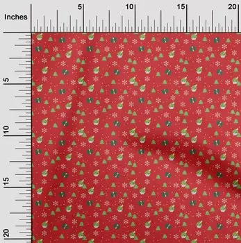oneOone Cotton Cambric Red Fabric Merry Christmas Diy Clothing Quilting Fabric Print Fabric By Yard 42 Inch 42 Inch Wide - Viscose Chiffon красный